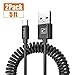 Price comparison product image Coiled USB Type-c Cable, Retractable USB Cable Spiral Charging Cord Reversible Car Charger for Samsung S8/Note 8, Huawei P10/P9, Nexus 6P/5X, Nokia 8 / N1 Tablet, and More,160cm (Black 2Pcs)