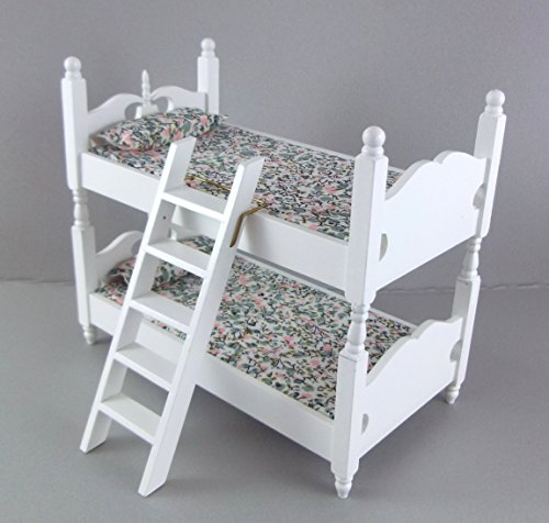 Dolls House Miniature 1:12 Bedroom Furniture White Wooden Bunk Beds Bunkbeds