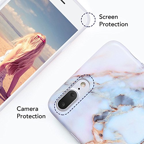 iPhone 7 Plus Marble Case, iPhone 8 Plus Case, Imikokoâ„¢ Slim-Fit Anti-Scratch Shock Proof [Stone Texture Collection] Print TPU Soft Case for iPhone 7 Plus / 8 Plus-Turquoise (5.5 inch)
