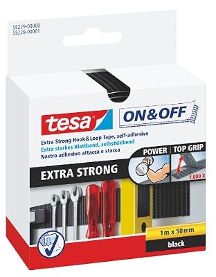 tesa On & Off Bande Extra Forte noir 1m x 50mm