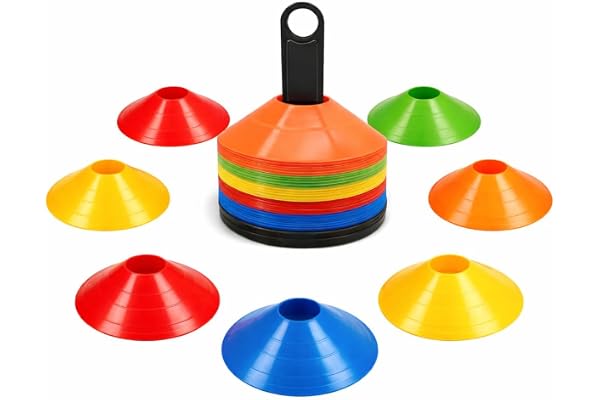ATHLEJOY Cônes de marquage Slalom pour football, athlétisme - Accessoires d'entraînement et accessoires de football