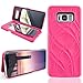 Produktbild Samsung Galaxy S8 Spiegel Hülle, Dexnor Samsung Galaxy S8 Mirror Case Spiegel Schutzhülle für mädchen 2 in 1 Make Up Tasche mit 3 Kartenfächer Ledertasche Handyhülle PU Leder Hülle PC Hart Rückseite Schutz Back Cover Hardcase Geldbörse Geldbeutel - Rose Rot