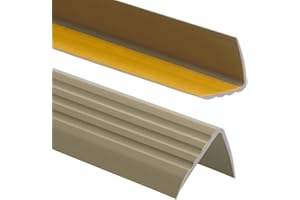 ProfiPVC Perfil de PVC autoadhesivo de borde para escaleras 50mm x 40mm en Forma de L, Tiras antideslizantes para peldaños, Esquina para cantos - Cantonera Protector, 200cm, Latón