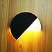 Produktbild Wunderschönen LED Schwarz Runder Kreis 360 ° Drehen Wandleuchte Gang Schlafzimmer Esszimmer Wohnzimmer Studie Balkon Eisen Acryl Warmes Gelbes Licht Postmoderner Einfacher Minimalismus Machen Sie Ihr