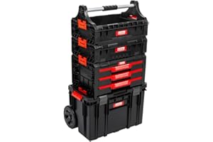 ‎KREHER XL Werkzeugtrolley, Werkstattkoffer Set, Werkstattwagen Set aus"Q-Brick" Serie mit viel Zubehör! B x T x H in cm: 53 x 38 x 98 cm ! Der mobile Alleskönner - Privat & Gewerbe (SET 10)