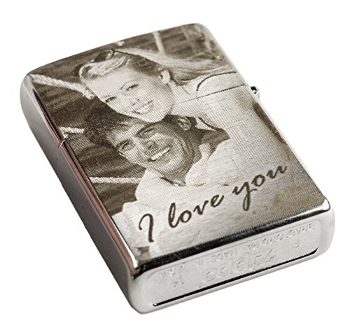 Original Zippo Feuerzeug mit EINSEITIGER Wunsch Gravur Fotogravur chrom brushed matt - 3