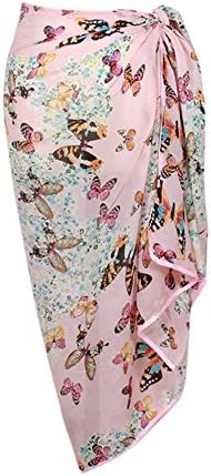 Mayfair Cashmere Pink Cotton Sarong with Butterfly Design Dress Womens Beach Holidays Pool Swimsuit Ladies Wrap Beachwear Cover up Scarf