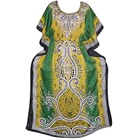 Women's Kimono Kaftan Dresses Green Caftan Cover up Beach Maxi Dress Onesize