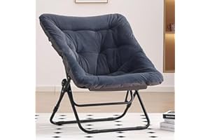 ‎WELNOW Welnow Comfy Saucer Chair, Oversized Folding Faux Fur Chair Soft Furry Lounge Lazy Chair with Metal Frame Moon Chair Accent Chair for Bedroom, Living Room, Dorm Rooms, Navy