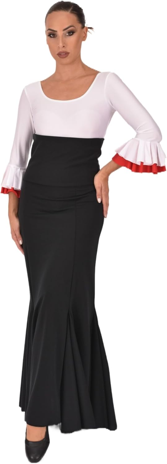 AMARU SANCHESU Falda Flamenca de Sirena con nesgas en el bajo. Tejido elástico Cintura Alta.