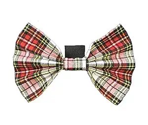 For The Fur Kids Plaid Adjustable Dog Bow Tie (Red and White)