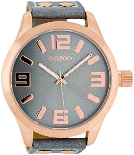 Oozoo Herrenuhr mit Lederband 51 MM Rose/Graublau/Graublau C1104 Oozoo Herrenuhr mit Lederband 51 MM Rose/Graublau/Graublau C1104