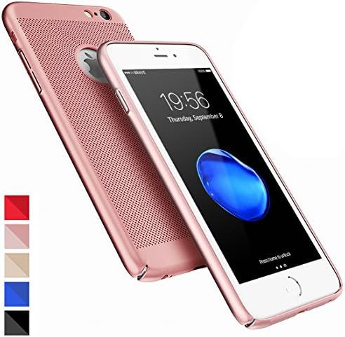 iPhone 7 Case iPhone 8 Case Ultra Thin Hard PC HZRICH [Breathable series]Anti-Scratch Lightweight[Free Tempered Glass Screen Protector]Simpl Fully Protective for iPhone 7/8 Slim Cover-4.7inch-Rose Gold