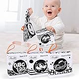 【WEICH】Das Fühlbuch ist sehr weich, Schwarz und weiß Farben und Kontraste schulen den Sehsinn..Experten vorschlagen, dass eine schwarz-weiß kontrast bild, die stimulieren das baby der vision.