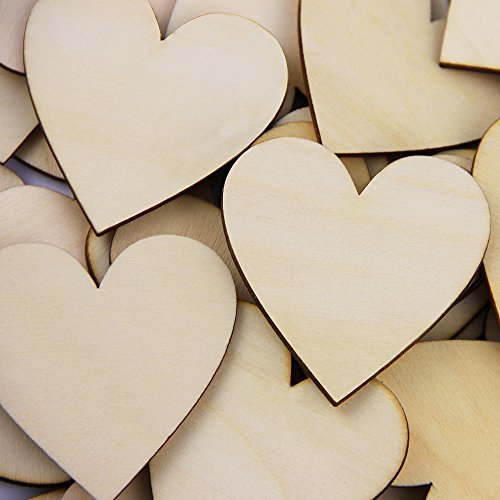 Zilong 60mm Herz Holz Scheiben, unlackiert Naturholzscheiben Verzierungen/Deko für DIY Handwerk, hochzeitsdeko, tischdeko, 50 Stück - 6