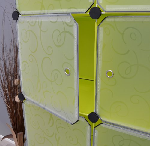 ts-ideen Regal Schrank Flur Diele Badregal Kleiderschrank Wandregal in Gelbgrün Steckregal Stecksystem Steckschrank plug-in - 6
