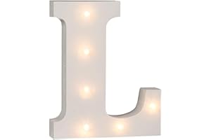 Out of the blue 57/6085 - Letra de madera «L», iluminada con 6 luces led, funciona con pilas, aprox. 16 cm
