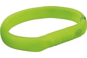 TRIXIE Ljushalsband för hundar M-L grön – lysande hundhalsband, perfekt för promenader i mörkret – uppladdningsbar och individuellt justerbar – 12684