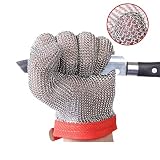 ThreeH Gants résistants aux coupures de maille d'acier inoxydable de gants pour des bouchers,Travaux de restaurant,Traitement de la viande,Tranchage,Hacher GL08 XL(1 pièce)