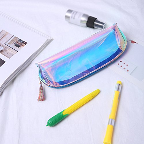 Estuche Fablcrew de grande capacidad transparente para maquillaje la
oficina tiles de la escuela 21x5x7cm azul