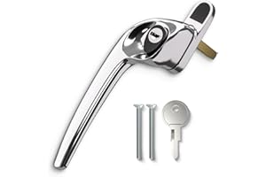 Bwintech 1 Pcs Offset Polished Chrome UPVC Zinc Window Handle, Left Hand, 43mm Spindle for Indoor and Outdoor UPVC Window