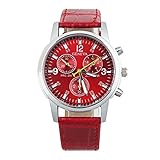 Internet Mode Frauen Genf Leder Band Analog Dial Quartz Armbanduhr