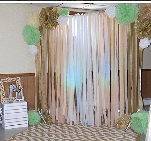 furuix 20 mint grün creme gold Party Deko-Set Seidenpapier Pom Pom Blume mit Papier Quaste Girlande Circle Girlande für Rustikal Hochzeit Dekoration Baby Dusche Bridal Dusche Dekoration ersten Geburtstag Deco - 3