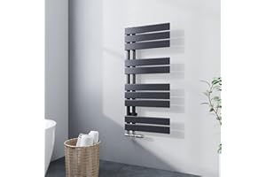 Meykoers Handtuchheizkörper Seitenanschlusss 899 x 400 mm Badheizkörper Badezimmer Handtuchtrockner Bad Heizkörper Flach Handtuchwärmer Anthrazit 399 Watt