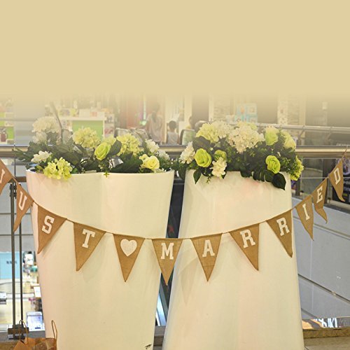 3M/10Feet Jute Hessischen Sackleinen Bunting Schöne Leinen Vintage Banner Flag Wimpel Girlande für Hochzeitsfest-Dekoration (JUST MARRIED) - 6