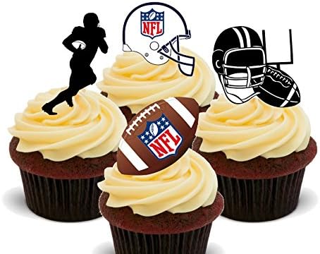 Made4You American Football Edible Cupcake Toppers - Stand-up Wafer Cake Decorations (Pack of 24)