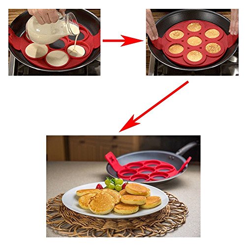 Miaogo Pancakes Form omelette Fixator making tool, Fantastic AS SEEN ON TV NEW, Nonstick Silikon Ei Ring Pfannkuchen maker （rot） - 4