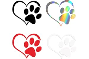 ZYOMVUN lot de 4 autocollants de voiture avec empreintes de pattes de chien, autocollants de grattage de chat, autocollants d'amour, forme de pattes de chien de chat Fenêtre Voiture Pare-chocs Chambre Miroir