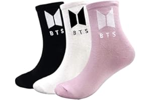 FANOYO 3 pares de calcetines BTS, calcetines de punto de algodón, 35 – 44 Kpop Calcetines permanecer fans regalos Merch para niñas, hombres y mujeres