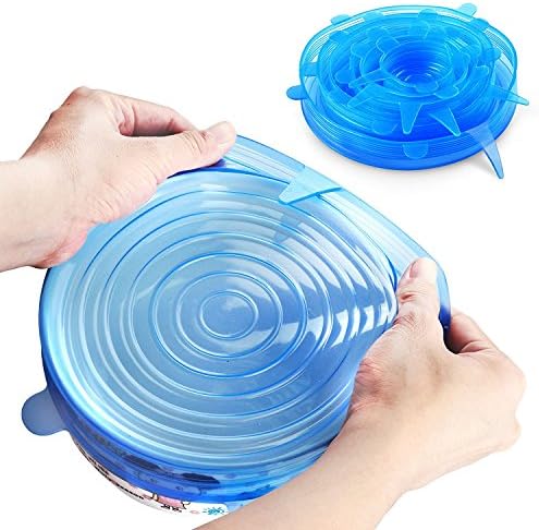 Silicone Stretch Lids, Set of 6 Various Sizes Silicone Food Covers BPA Free&FDA Approved Wrap Bowl Pot Cover Cup Lid Fresh-Care and Seal