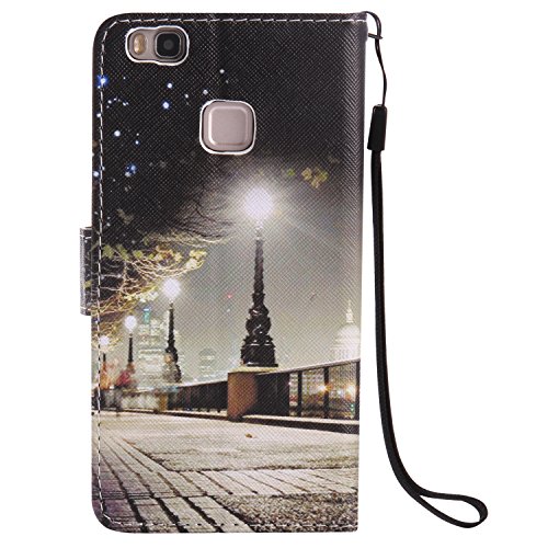 Feeltech HUAWEI P9 Lite Hülle PU-Leder und Brieftasche Bunte Muster Fall mit Magnetverschluss, Hybrid-Kickstand mit Stand-Funktion, schlagen Sie schützende weiche TPU Stoßstangenabdeckung und Kreditkartenhalter für HUAWEI P9 Lite Handgelenk Bügel-Buch-Art-Geldbeutel-Tasche mit 2 In 1 Berühren Sie Stift – London - 3