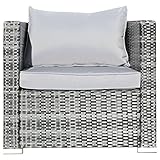 Farbe: Poly Rattan in Hell- & Dunkel-Grau und Schwarz gemischt, Bezüge in Grau, flexibel aufstellbar, individuell erweiterbar (jedes Einzelteil kann nachbestellt werden), mit Verbindungsstück zwischen einzelnen Teilen.