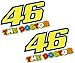Price comparison product image 2 x 46 The Doctor Valentino Rossi 75mm Sticker Decal Quality Printed Vinyl Label