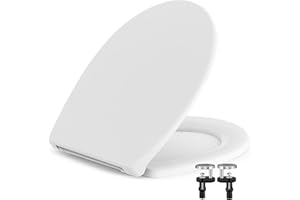 SURFOU Deska sedesowa wolnoopadająca, deska sedesowa w kształcie litery O, obciążenie do 150 kg, biała deska sedesowa i deska sedesowa, Quick-Release, łatwy montaż, cicha i uniwersalna