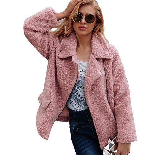 Preisvergleich Produktbild Hmeng Women's Casual Reißverschluss Hoodie Solid Long Jacke Sweatshirt Oberbekleidung Plus Größe (Rosa, XL)