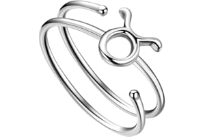 JEWMON Adjustable Zodiac Star Sign Ring for Women 925 Sterling Silver Astrology Ring 12 Constellation Ring Celestial Statement Open Ring Zodiac Jewellery Gifts for Birthday Christmas Day Gifts for Her