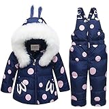 schneeanzug damen amazon  SANMIO Baby Mädchen Daunenjacke Schneeanzug mit Kaputze Bekleidungsset Verdickte Winterjacke + Winterhose Kleinkind Daunenhose Kinderskianzug
