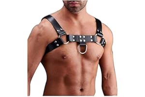 HOT DREAM Arnés de cuero ajustable para hombre, cinturón de interés gay, hebillas de interés gay, disfraz de club, color negro, Negro 1, Taille unique