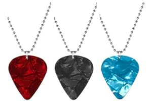 LJFEA púas de guitarra, 3 piezas, collar de púas de guitarra, collar para hombres y mujeres, púas de celuloide para bajo acústico, eléctrico, guitarra, (negro, rojo, azul)