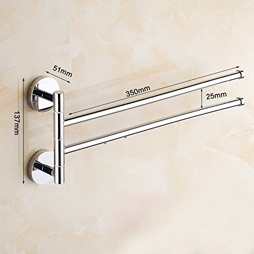 Handtuchhalter für Badhalter Wandmontage, 0-180 ° Schwenkverchromter Edelstahl (2 Armig) - 2