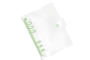 PATIKIL A6 Clear Binder Cover, Soft PVC Loose Leaf Binder Protector Refillable Notebook Shell with Snap Button Closure and 6 Rings for DIY Meeting Notebook Folder, Green