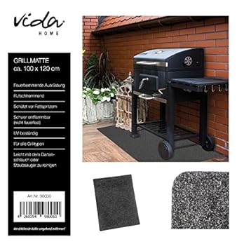 Vida Gmbh Grillmatte Bbq Matte Grillunterlage Bodenschutzmatte Fr Grill 120x100 Cm Uni Anthrazit