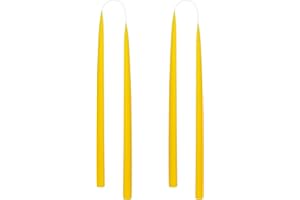 Kunstindustrien® Tapered Candles, Made in Denmark, 42 Colours Available, Dripless & Smokeless Dinner Candles, Candles Long Burning 15 Hours, Unscented Candle Gift Set, 4pcs. 2.2 x 35cm (Lemon Yellow)