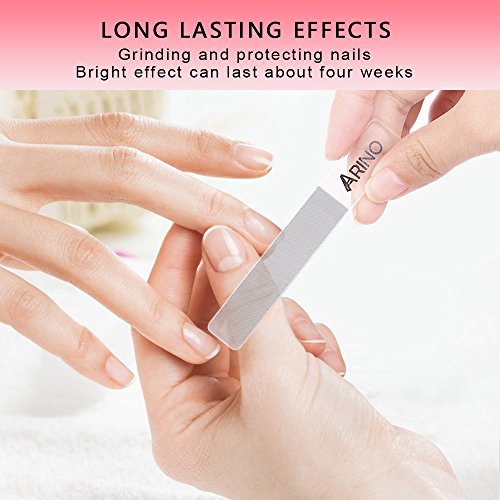 ARINO Polierfeile Nagelfeile Glasnagelfeile Patentgeschützte Feile aus Südkorea für Maniküre und Pediküre Abwassbar Transparent Muttertagsgeschenke - 3