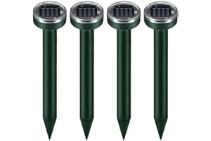 FUNFUNFLY 2024 4X Ahuyentador de Topos Solar，Repelente Ultrasónico para Animales，IP65 Impermeable Repelente de Ratones Solar，Repelente Solar ultrasónico para jardín Anti Topos, Serpientes(Green)