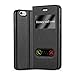 Produktbild Cadorabo Hülle für Apple iPhone 6 / iPhone 6S - Hülle in KOMETEN SCHWARZ – Handyhülle im Standfunktion und 2 Fenstern (View Design) - Case Cover Schutzhülle Etui Tasche Book Klapp Style